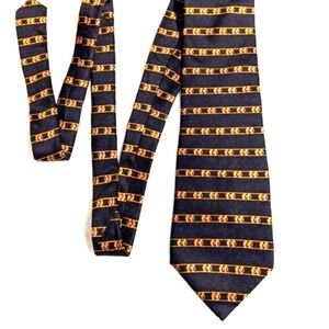 Vintage Neo Bill Blass 100% Silk Tie - Classic Black & Gold Motif
